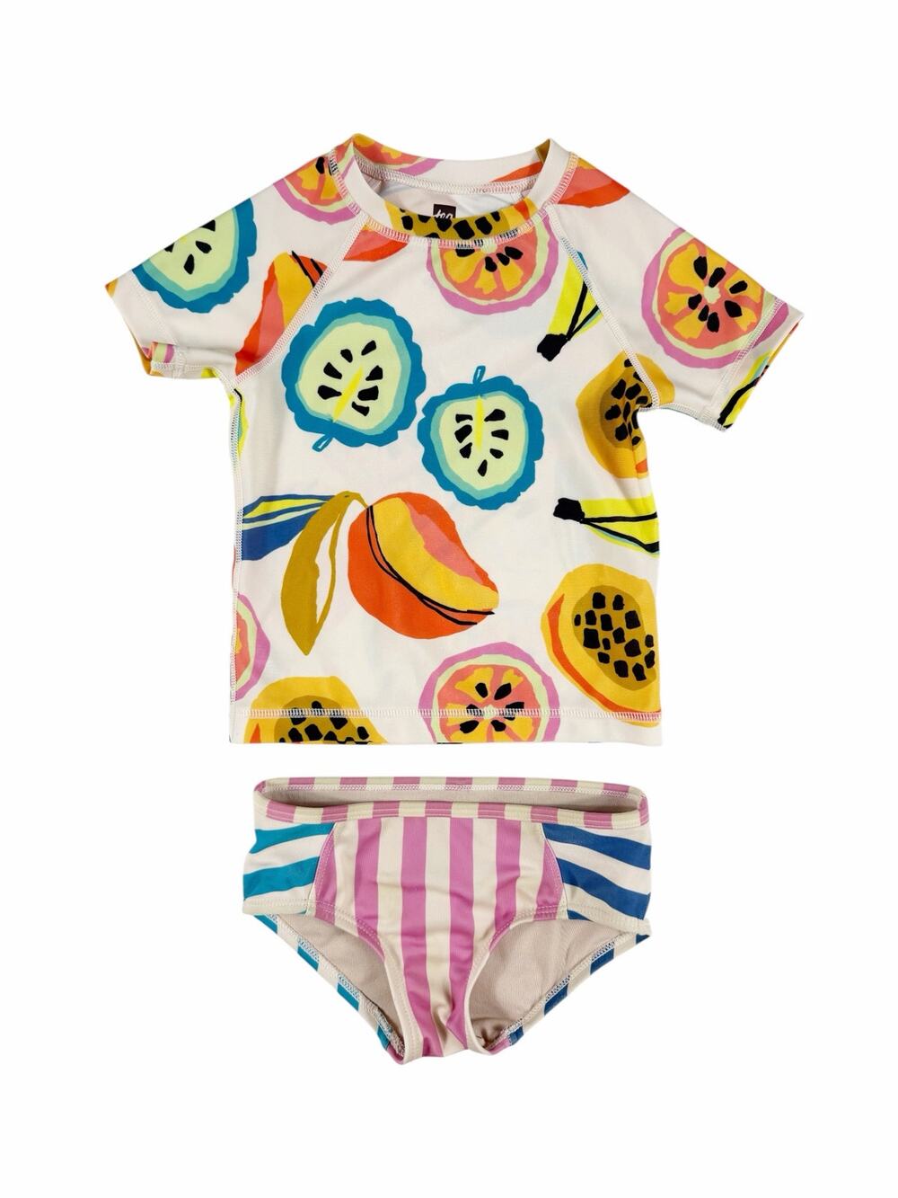Tea Collection Fruit Print Rash Guard Swim Set Size 3